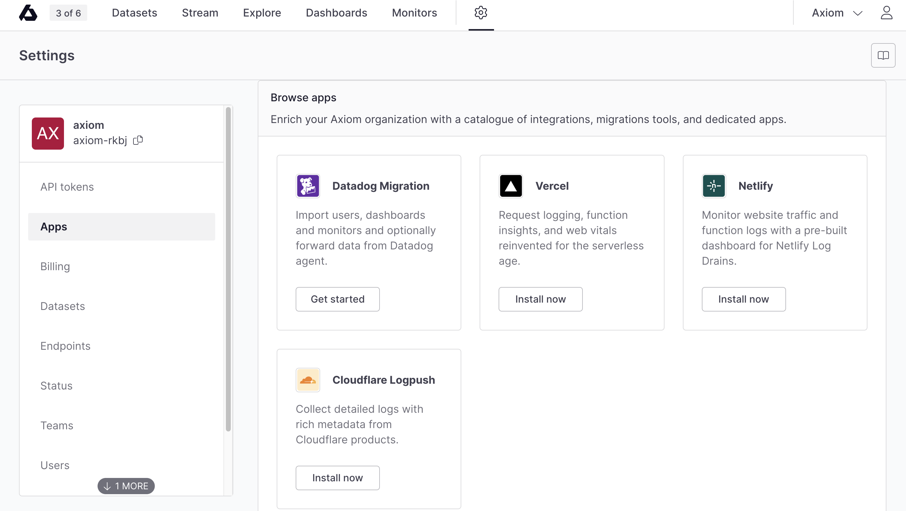 Install CloudFlare Logpush App