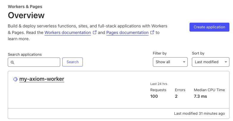 View your app in your cloudflare workers dashboard